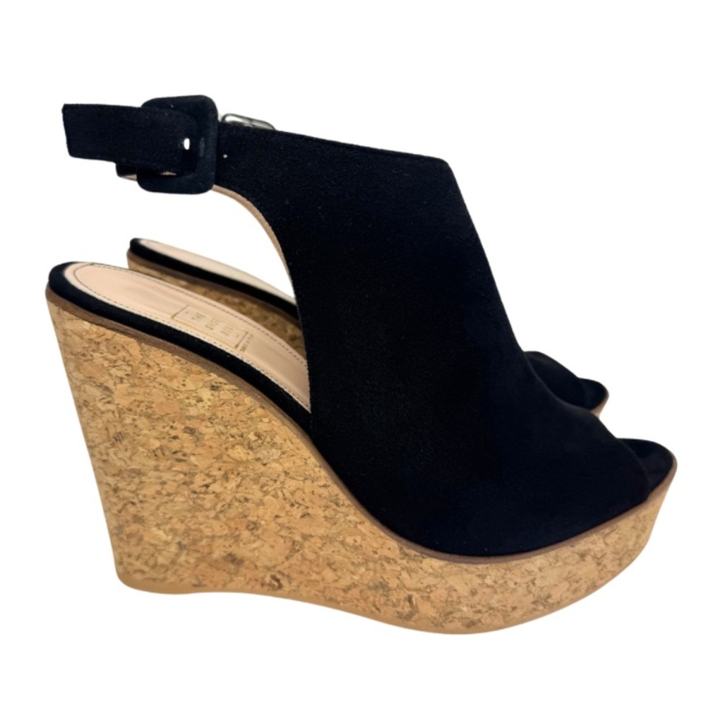 The‎ Shoe Box Women’s Black Suede Wedge Sandals - Made in Italy - Size 9.5